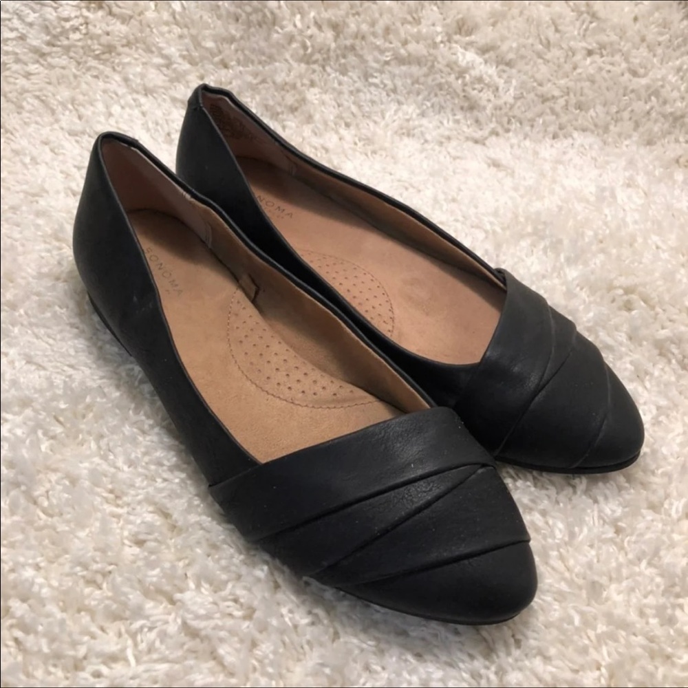 Sonoma Shoes Women’s Size 10M Flats Slip On Black Pointed Toe